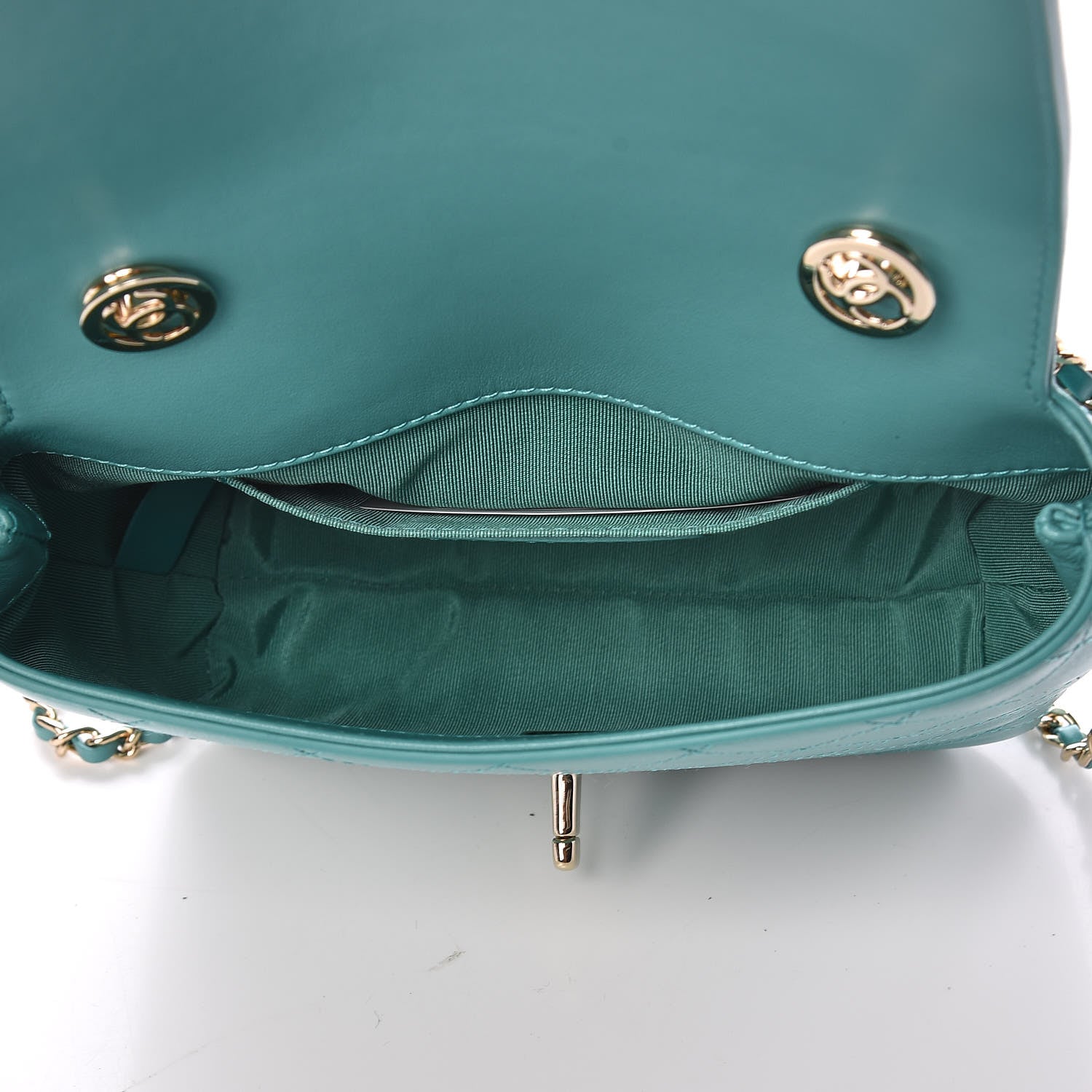 Chanel Calfskin Stitched Small Covered CC Flap Bag Green 7 of 9