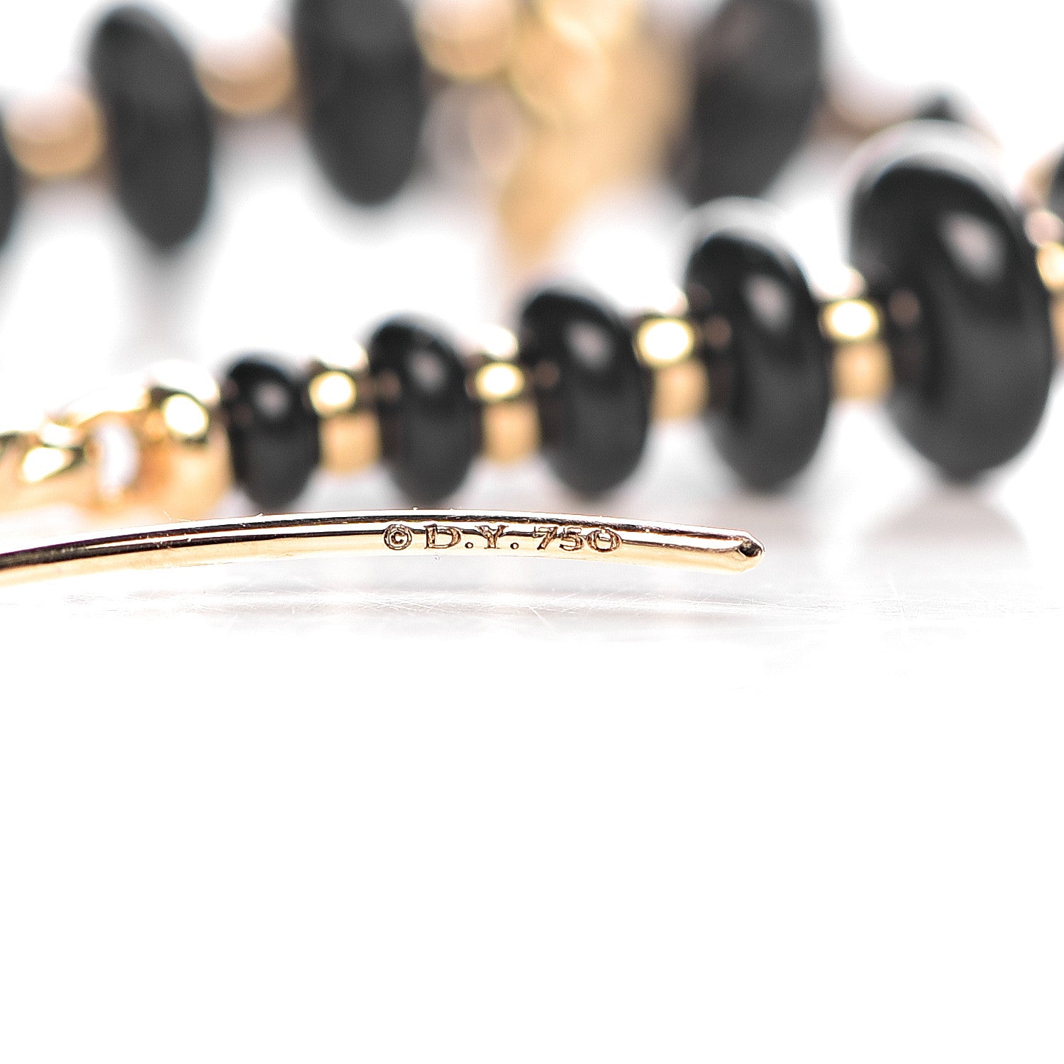 David Yurman 18K Yellow Gold Black Onyx Rio Rondelle Drop Earrings 3 of 4