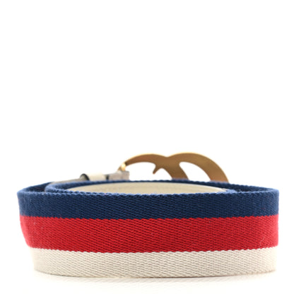 Gucci Nylon Calfskin Sylvie Web Double G 40mm Belt 80 32 Mystic White Hibiscus Red Maritime 2 of 5