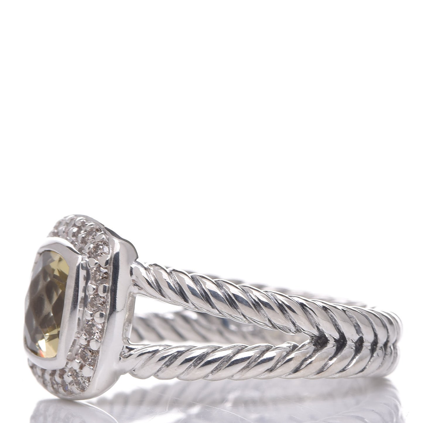 Sterling Silver Diamond Prasiolite 7mm Petite Albion Ring 54 7