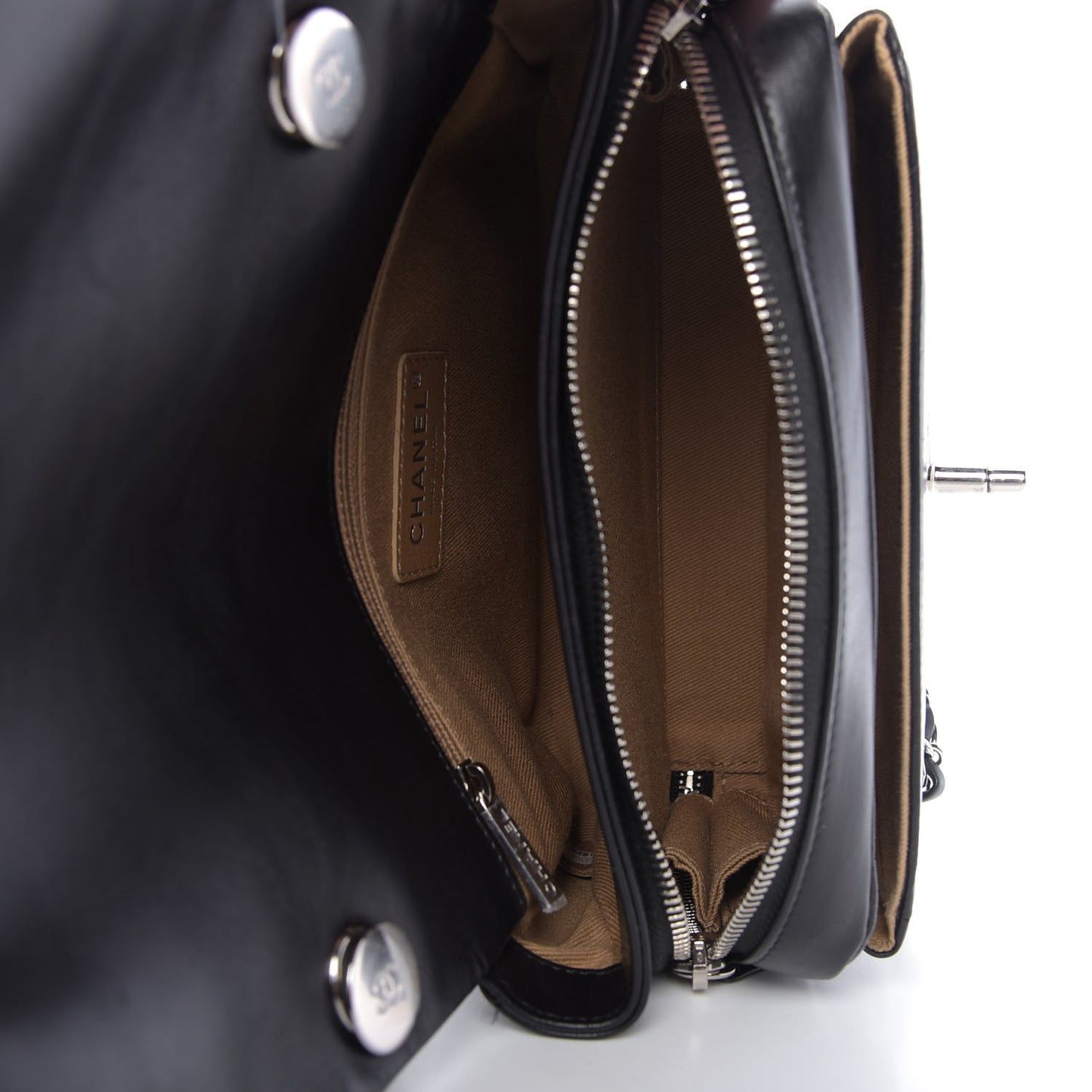 Aged Calfskin Quilted Express Zip Around Flap Black