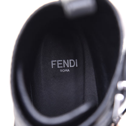 Fendi Calfskin Pom Pom Biker Boots 36 Black 7 of 8