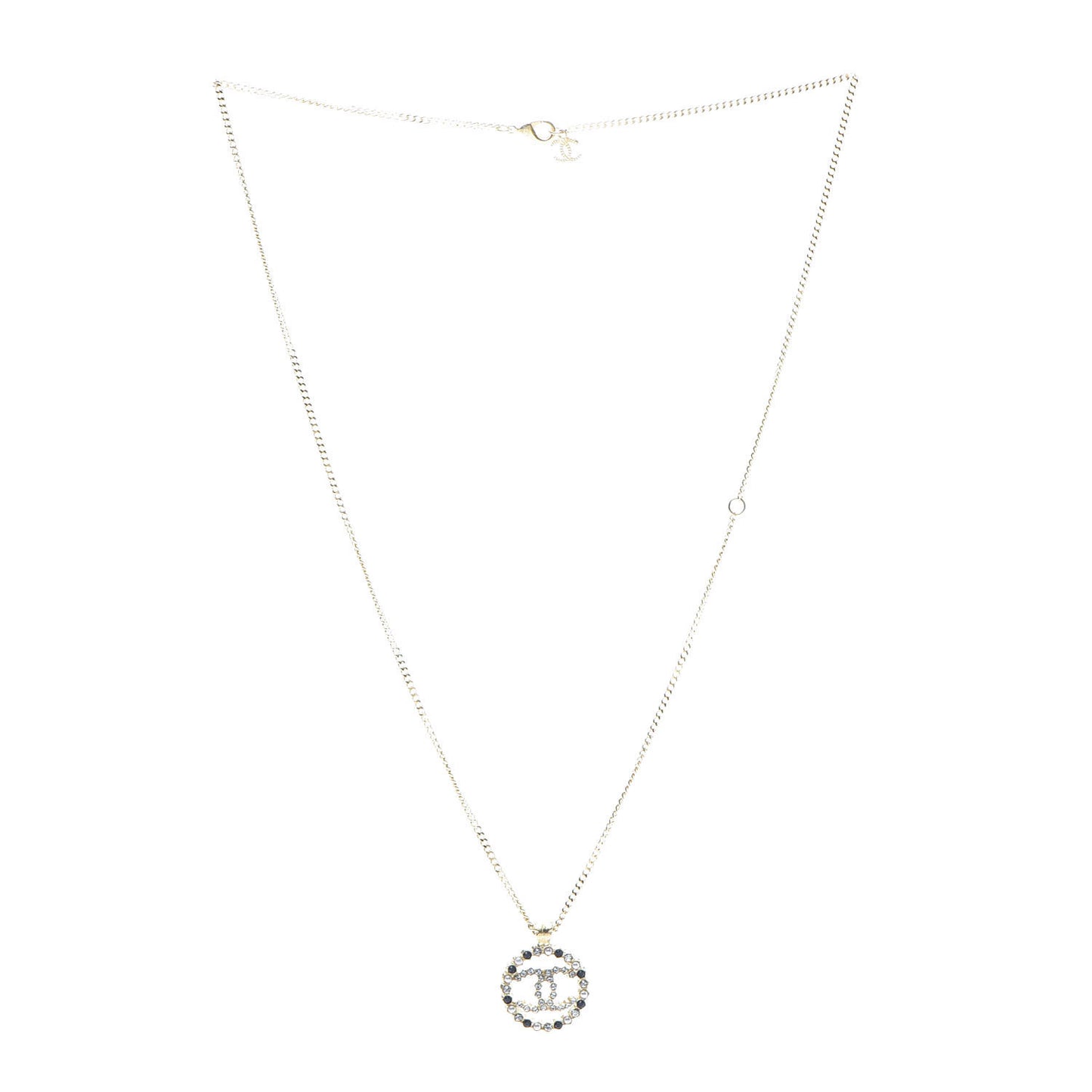 Pearl CC Pendant Necklace Gold Black