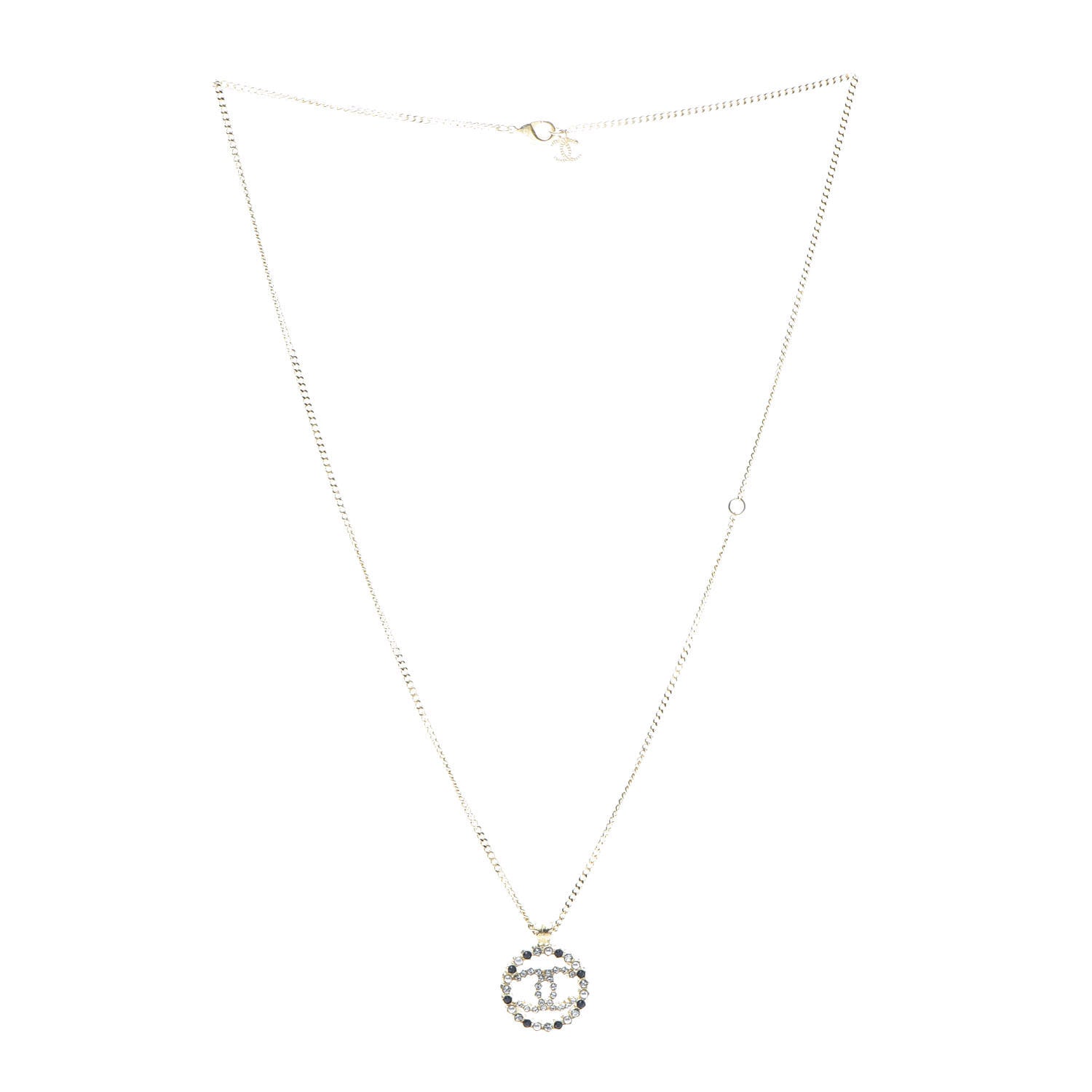 Chanel Pearl CC Pendant Necklace Gold Black 3 of 6