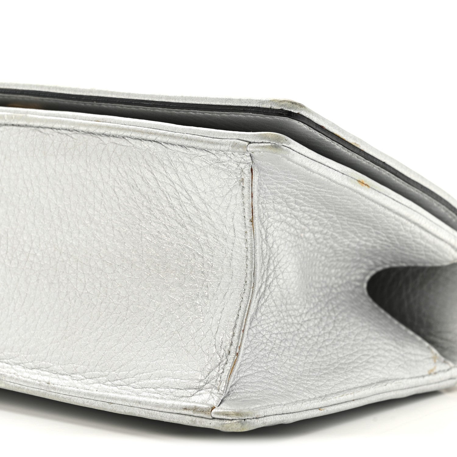 Christian Dior Metallic Grained Calfskin Diorama Wallet on Chain Pouch Silver 10 of 13
