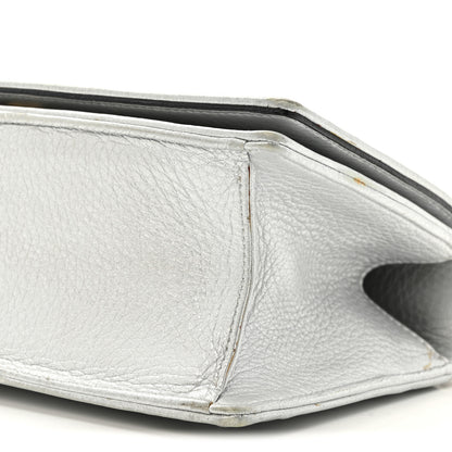 Christian Dior Metallic Grained Calfskin Diorama Wallet on Chain Pouch Silver 10 of 13