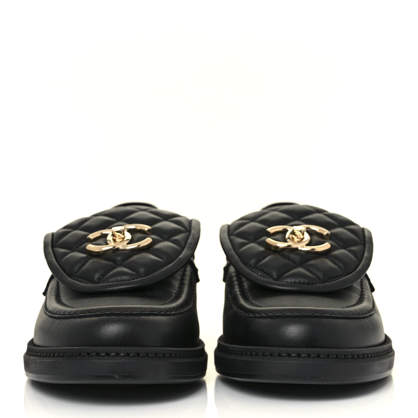 Lambskin Quilted CC Turnlock Loafers 39.5 Black