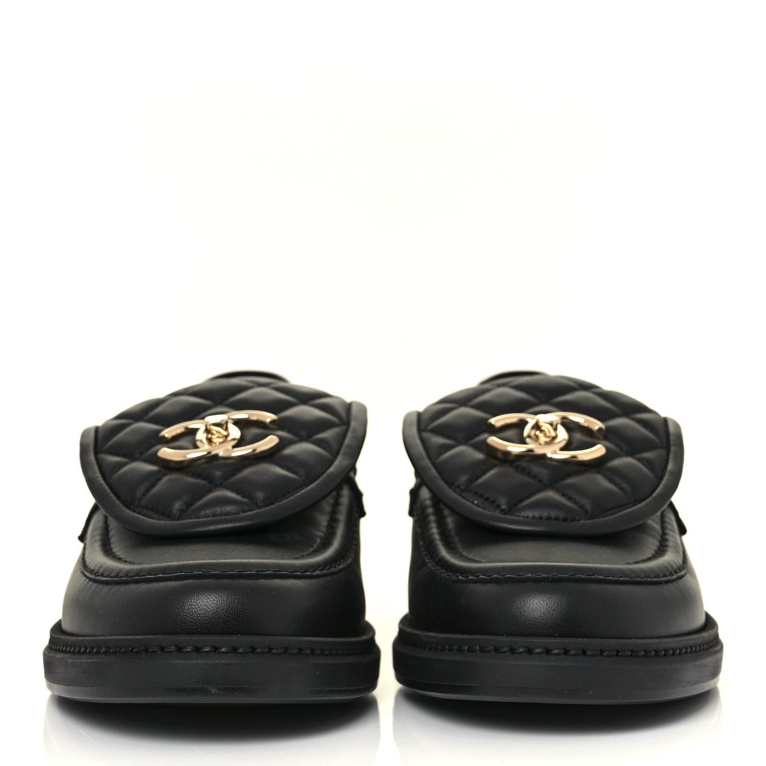 Chanel Lambskin Quilted CC Turnlock Loafers 39.5 Black 2 of 9