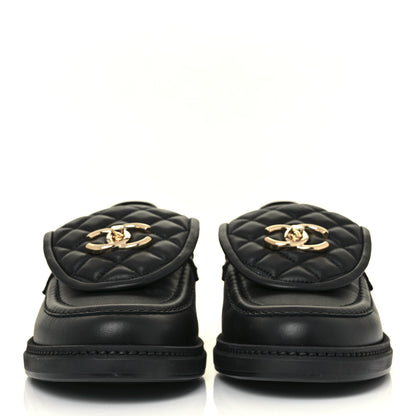 Chanel Lambskin Quilted CC Turnlock Loafers 39.5 Black 2 of 9