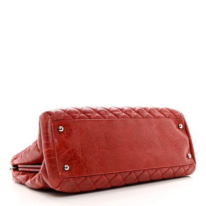 Chanel Glazed Calfskin Quilted Large Just Mademoiselle Bowling Bag Red 4 of 13