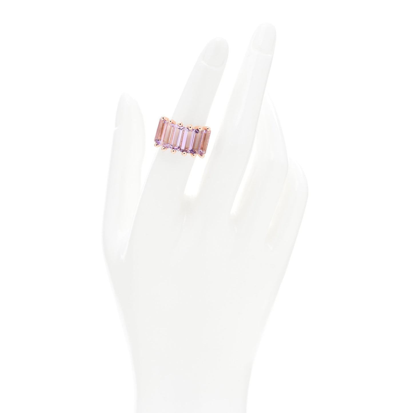 18K Rose Gold Amethyst Baguette Half Band Ring 51 5.75