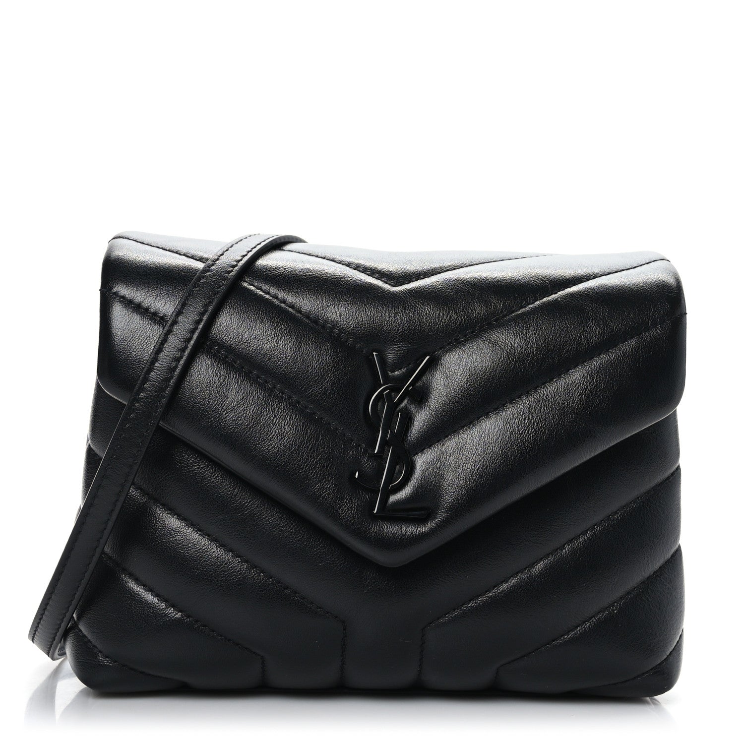 Saint Laurent Calfskin Y Quilted Monogram Toy Loulou Crossbody Bag Black 1 of 8