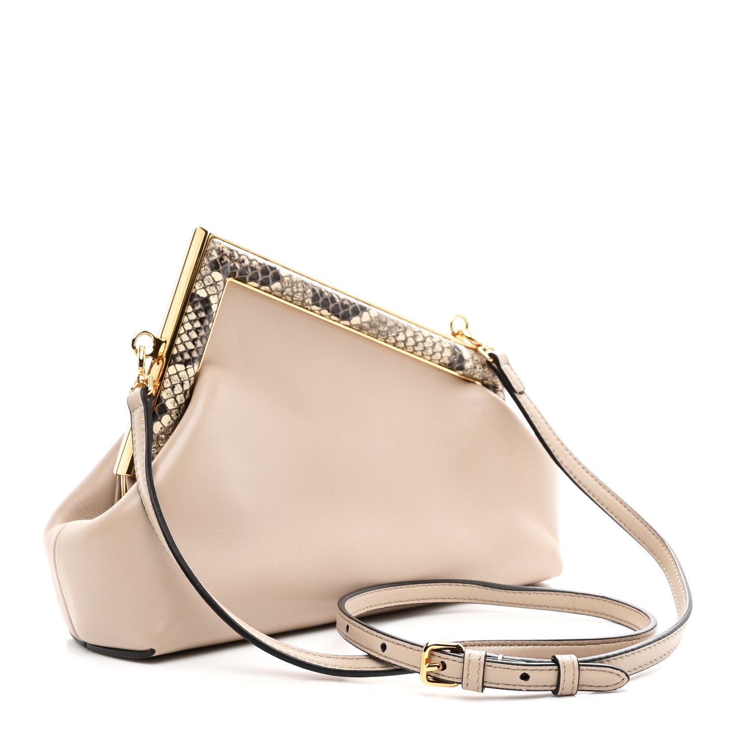 Fendi Shiny Nappa Snakeskin Small Fendi First Rosa Confetto Cipria