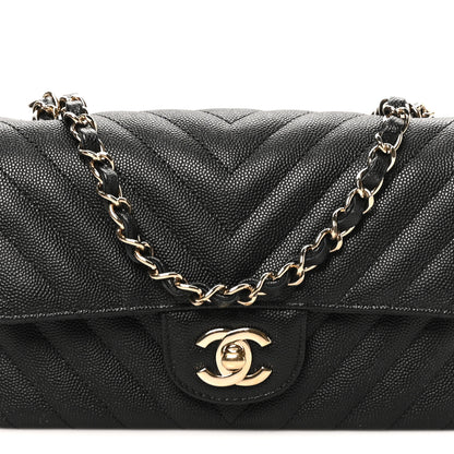 Chanel Caviar Chevron Quilted Mini Rectangular Flap Black 7 of 9
