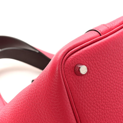 Hermes Taurillon Clemence Swift Eclat Picotin Lock 18 PM Framboise Rouge Sellier 11 of 13