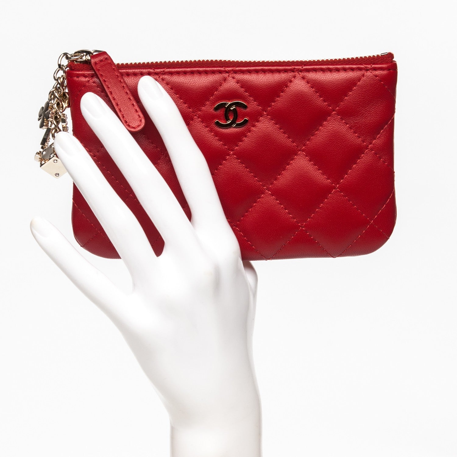 Chanel Lambskin Quilted Small Casino Cosmetic Case Red 2 of 8