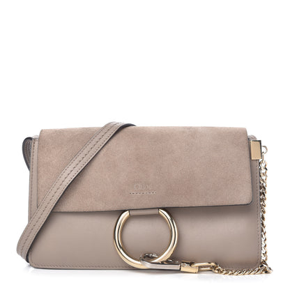 Chloe Suede Calfskin Small Faye Shoulder Bag Motty Grey 1 of 9