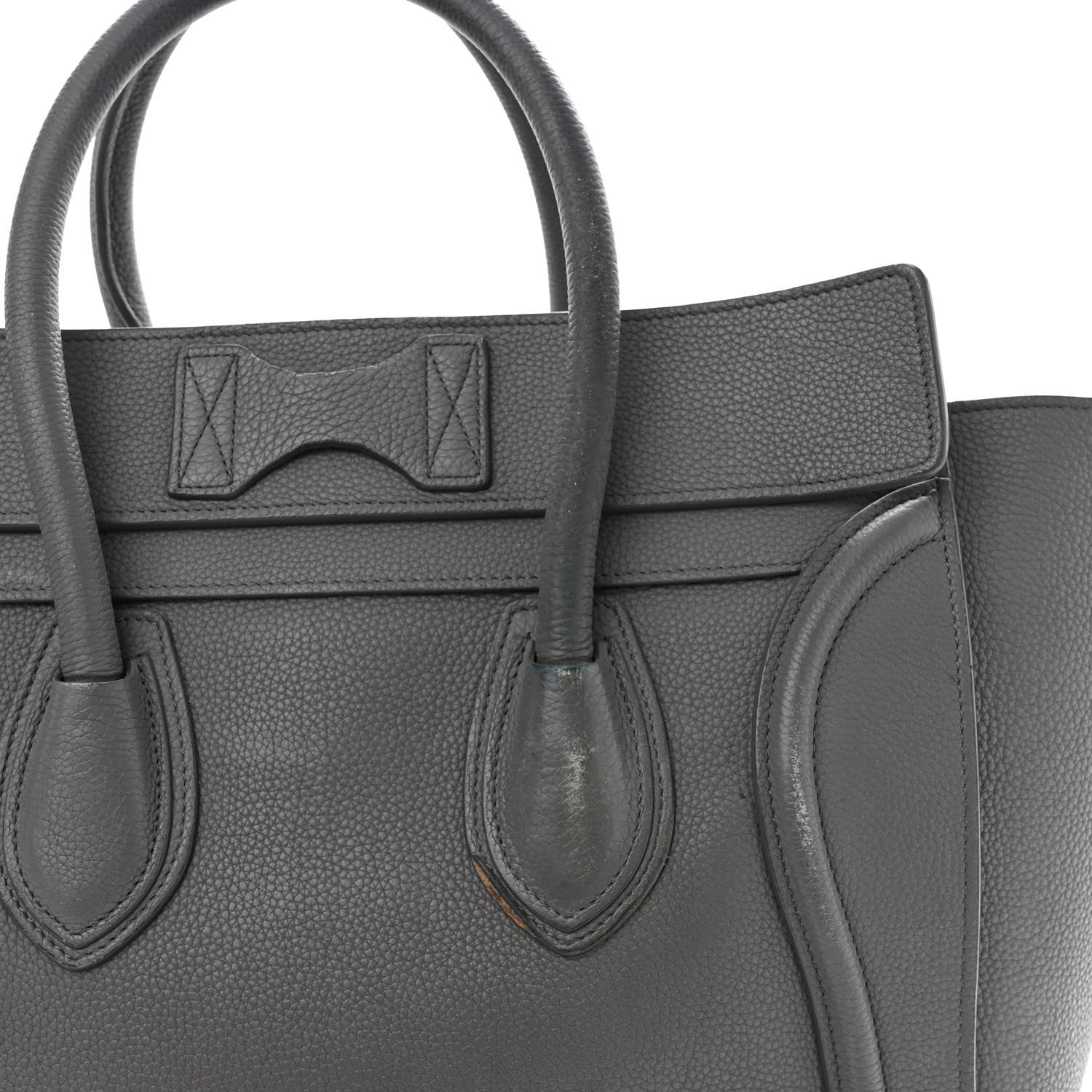 Celine Drummed Calfskin Mini Luggage Kohl 15 of 15