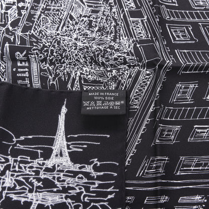 Hermes Silk Un Jardin Sur Le Toit Pocket Square Black White 4 of 4