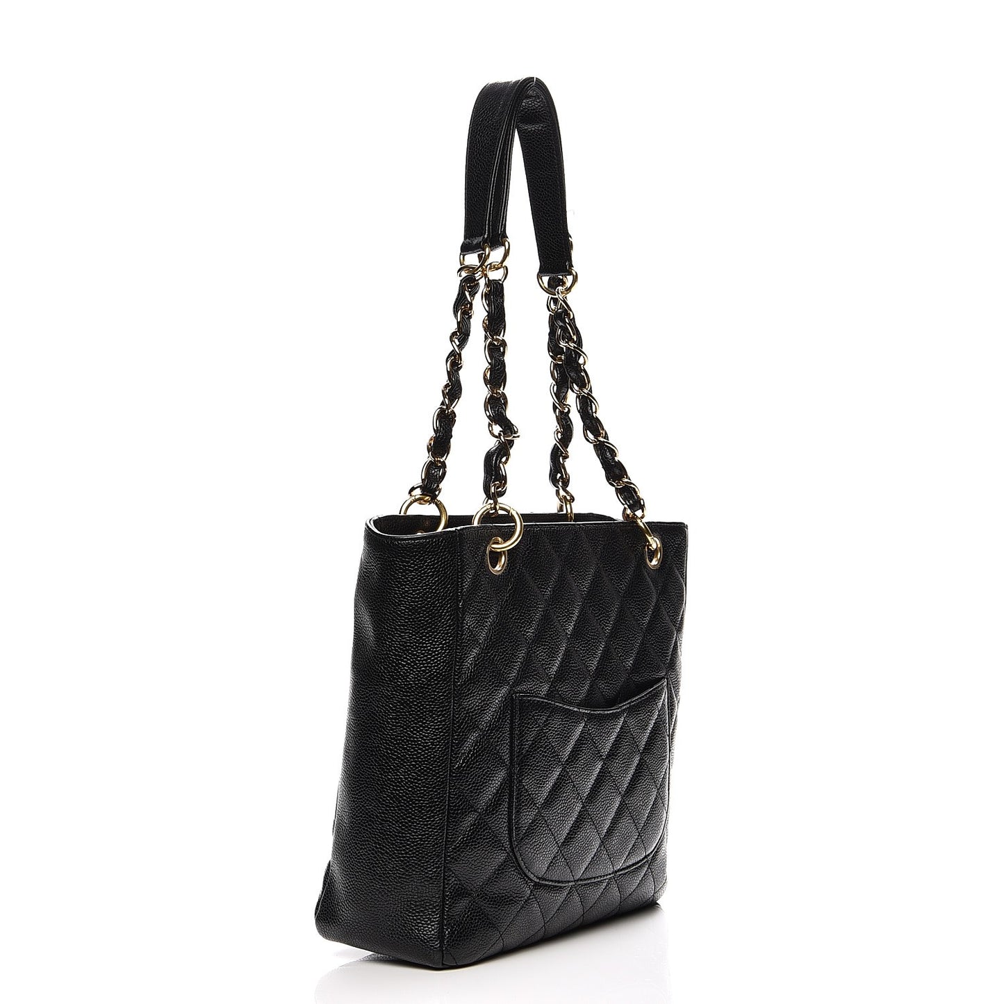 Caviar Quilted Petit Shopping Tote PST Black