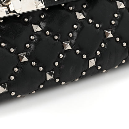Valentino Garavani Craquele Nappa Beaded Rockstud Spike Wallet on Chain Black 13 of 13