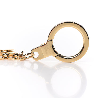 Louis Vuitton Brass Enamel Fleur De Monogram Bag Charm Chain Gold 3 of 4
