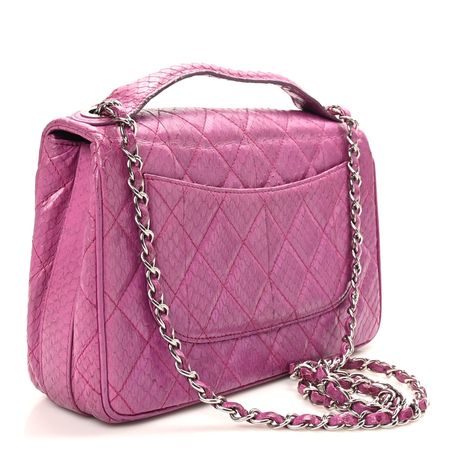 Chanel Elaphe Snakeskin Quilted Medium Easy Carry Flap Purple 3 of 11