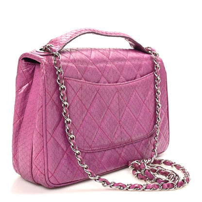 Chanel Elaphe Snakeskin Quilted Medium Easy Carry Flap Purple 3 of 11