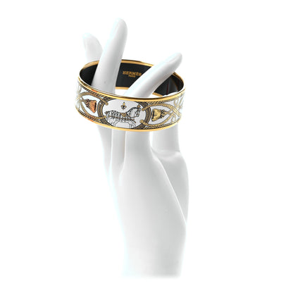Hermes Enamel Printed Wide Grand Apparat Bracelet White 2 of 5
