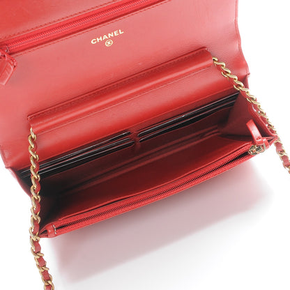 Chanel Lambskin Quilted Boy Wallet On Chain WOC Red 5 of 8