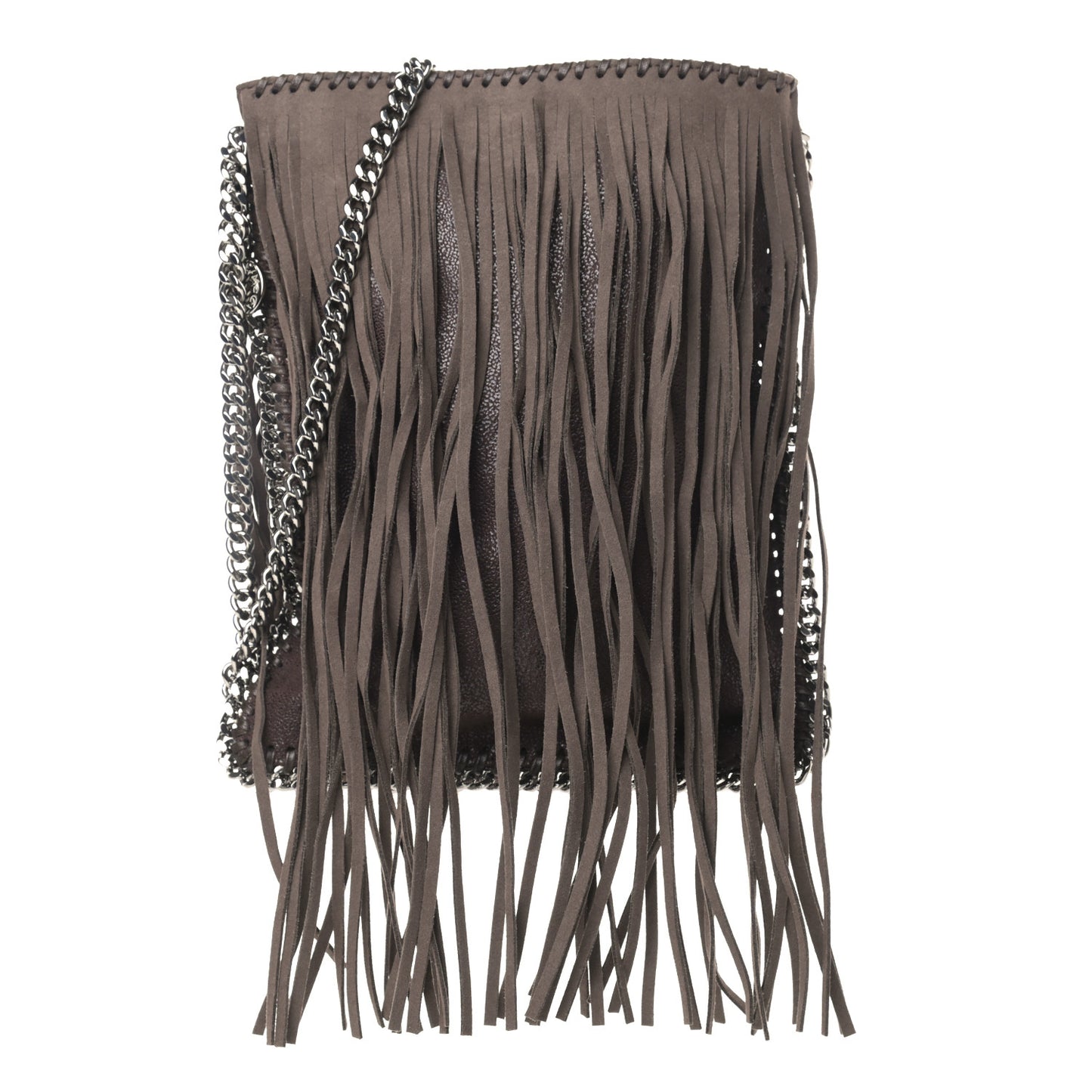 Shaggy Deer Fringe Flat Crossbody Brown