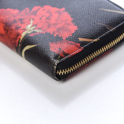 Dolce & Gabbana Dauphine Floral Print Zip Around Wallet Red Black 9 of 10