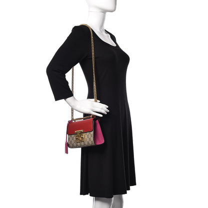 Gucci GG Supreme Monogram Calfskin Small Padlock Shoulder Bag Beige Hibiscus Red New Rosette 2 of 11