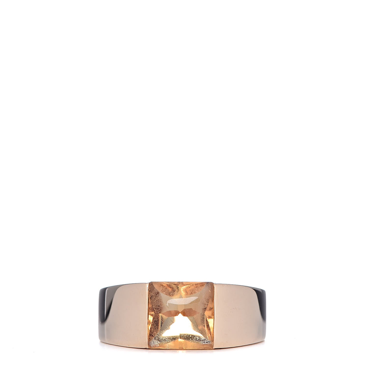 Cartier 18K Yellow Gold Citrine Tank Ring 54 7 1 of 8