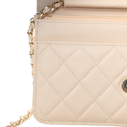 Chanel Caviar Quilted Wallet On Chain WOC Light Beige 11 of 13