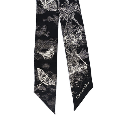 Christian Dior Silk Toile De Jouy Tropicalia Mitzah Scarf Black 2 of 3
