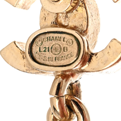 Chanel Crystal CC Drop Earrings Gold 3 of 4