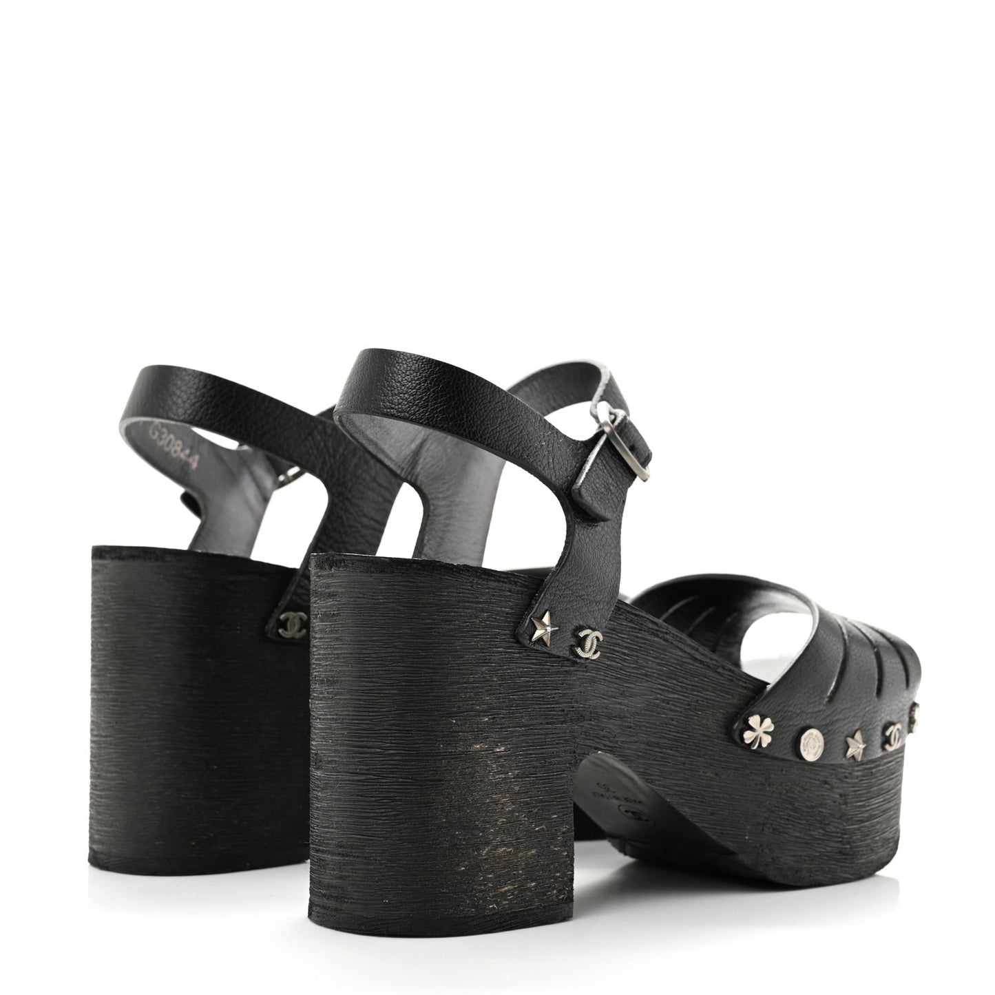 Goatskin Studded Platform Sandals 35 Black