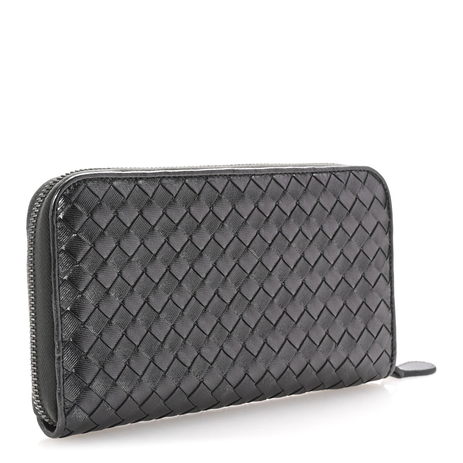 Bottega Veneta Metallic Nappa Intrecciato Zip Around Wallet Black 3 of 8