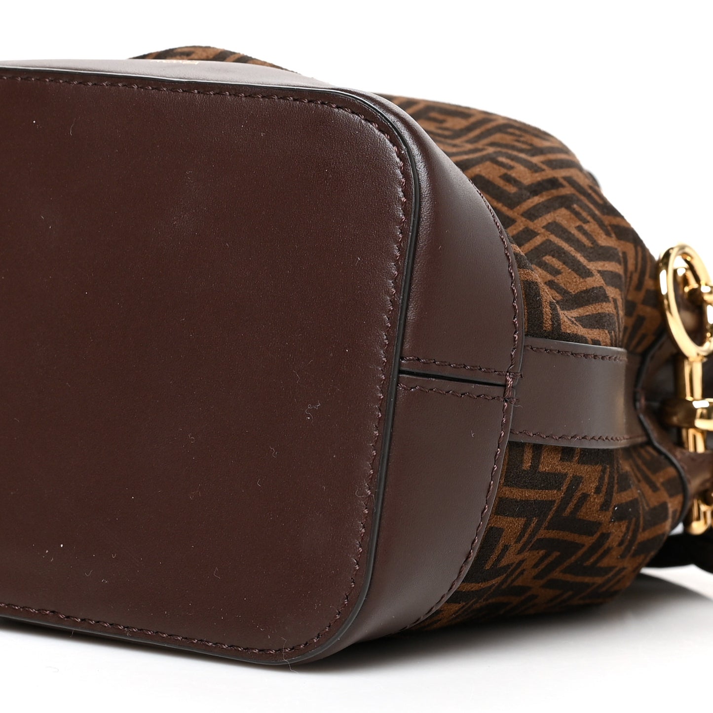 Suede Vitello King F is Fendi Micro FF Mini Mon Tresor Bucket Bag Sigaro Marrone Ebano