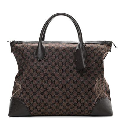 Gucci Denim Monogram Large Tote Dark Brown 1 of 16