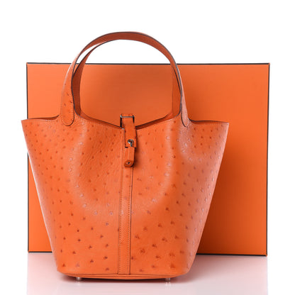 Hermes Ostrich Picotin Lock 22 Orange 10 of 10