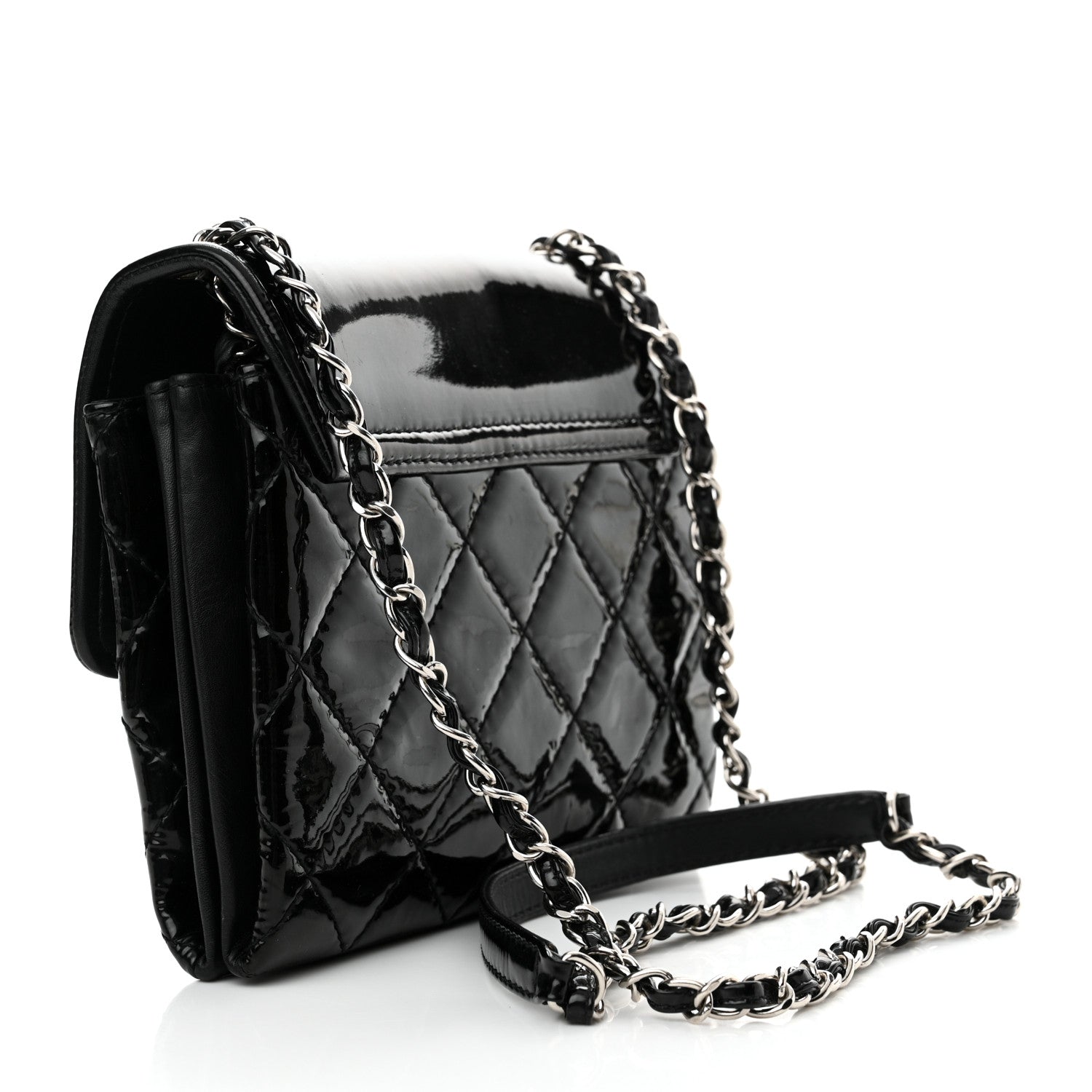 Chanel Patent Quilted Hamptons Flap Bag Black 3 of 12