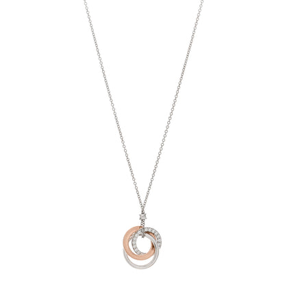 Tiffany 18K White Rose Gold Diamond 1837 Triple Interlocking Circles Pendant Necklace 1 of 4