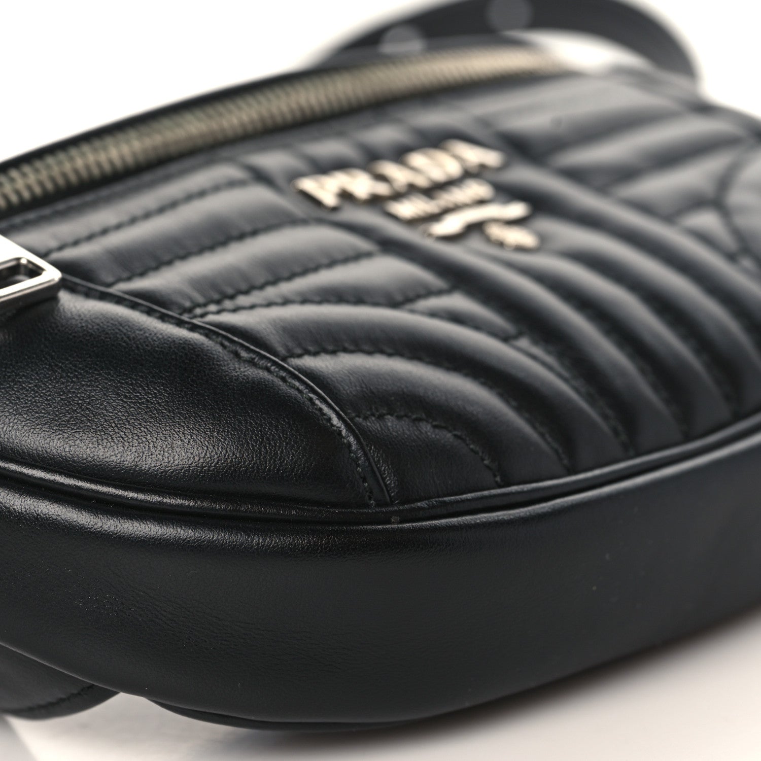 Prada Soft Calfskin Impunture Diagramme Belt Bag Black 7 of 8