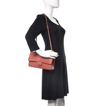Chanel Lambskin Chevron Quilted Medium Double Flap Rosewood 2 of 9