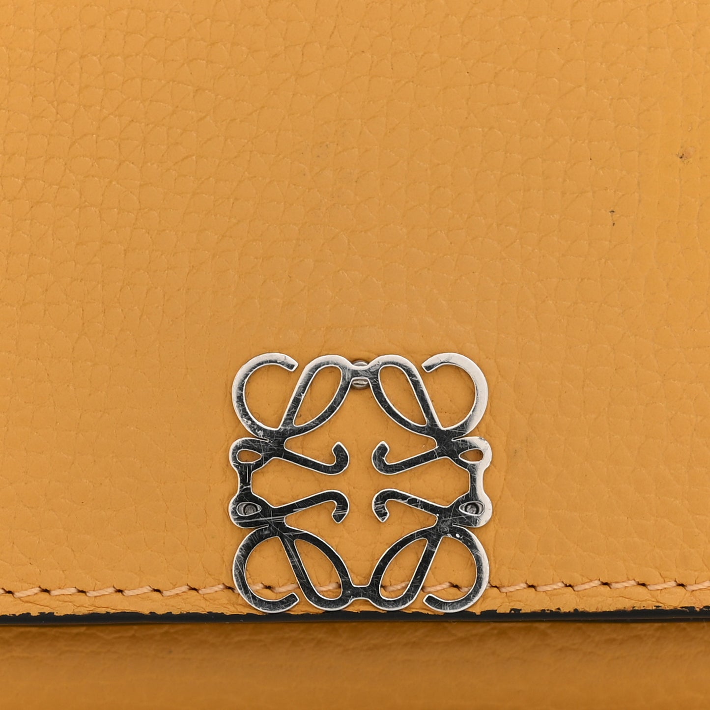 Grained Calfskin Anagram Trifold Wallet Sunflower