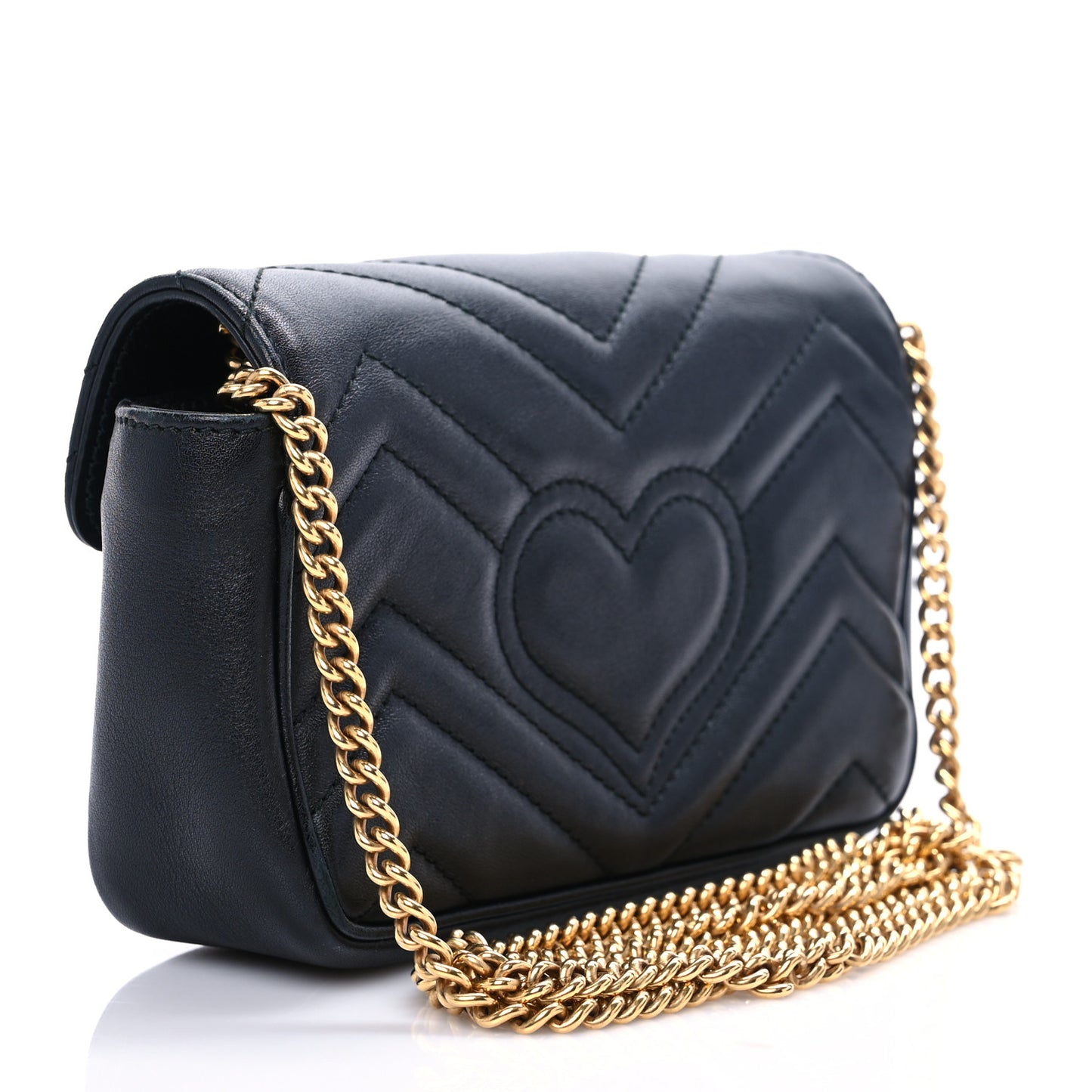 Calfskin Matelasse Super Mini GG Marmont Shoulder Bag Black