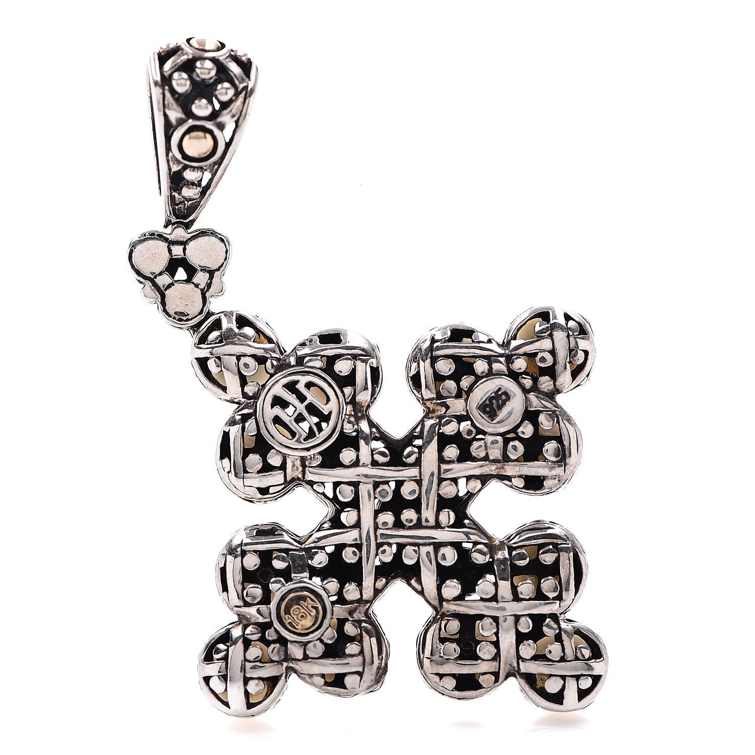 John Hardy Sterling Silver 18K Yellow Gold Pearl Jaisalmer Cross Pendant 3 of 3