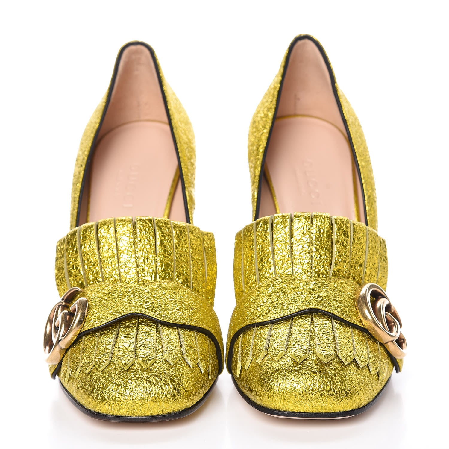 Gucci Galassia GG Marmont Fringe 105mm Loafer Pumps 34.5 Mimosa 2 of 8
